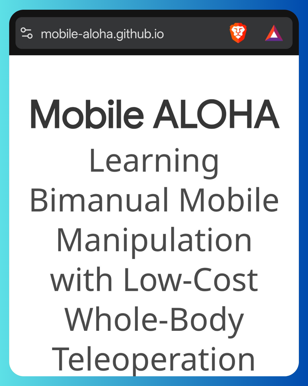 Mobile ALOHA